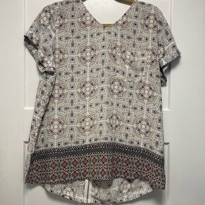 Patterned Short Sleeve Women's Top